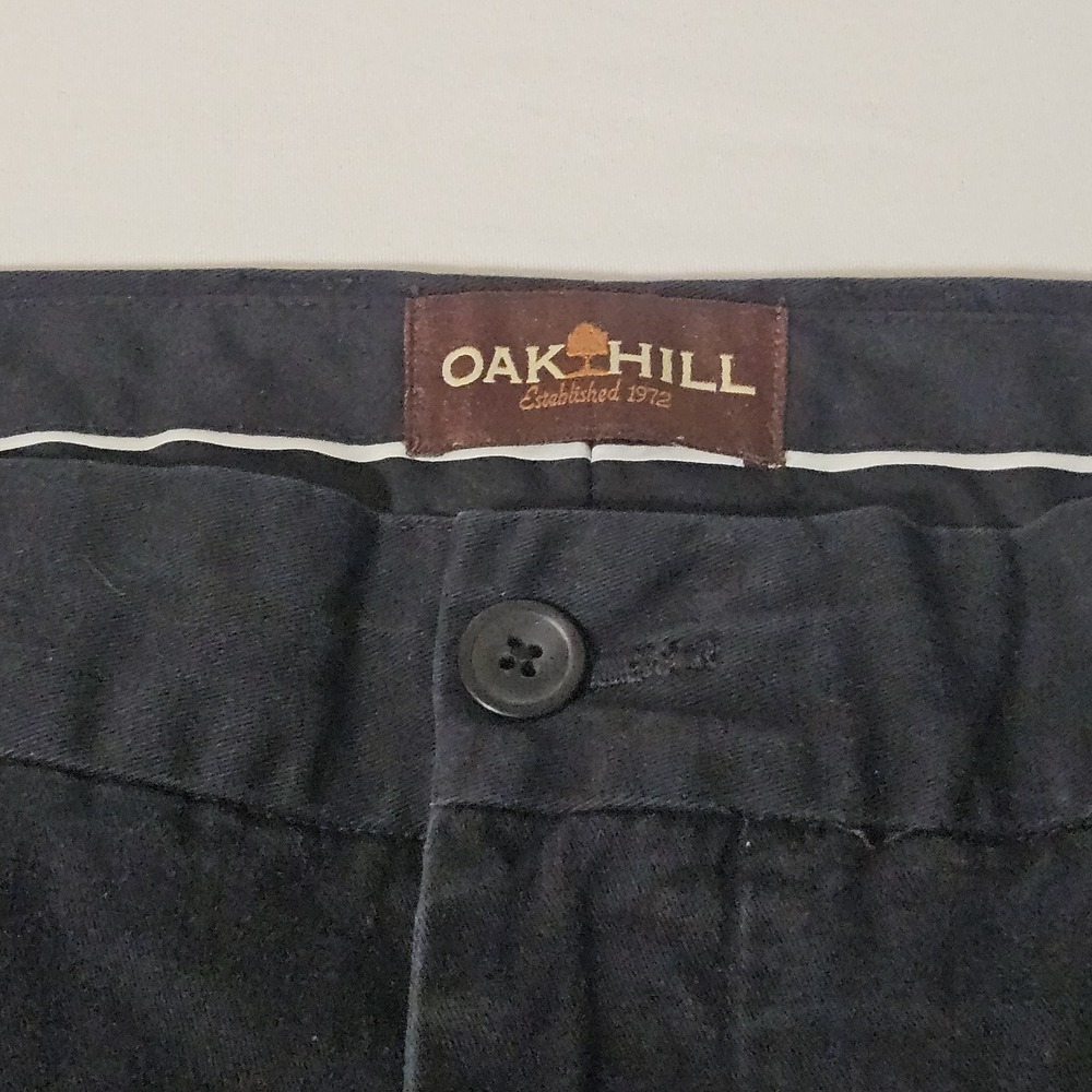 Oak Hill Pants Mens 44x28 Black Relaxed Straight Fit Cotton Pleated Dress Chinos